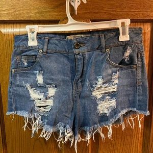 Ripped jean shorts